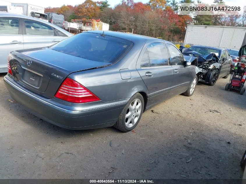 2006 Mercedes-Benz S 430 4Matic VIN: WDBNG83J16A472598 Lot: 40843554