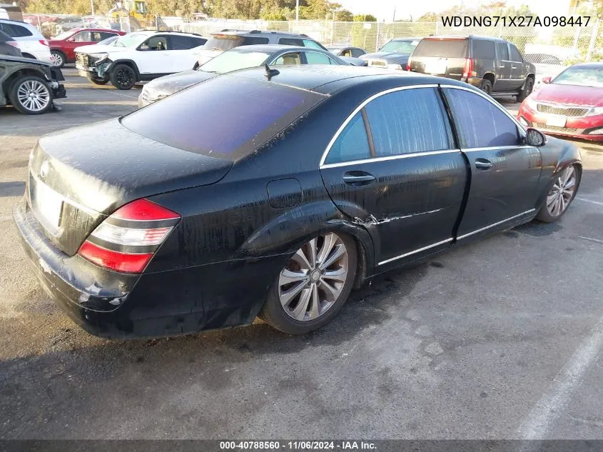 2007 Mercedes-Benz S 550 VIN: WDDNG71X27A098447 Lot: 40788560