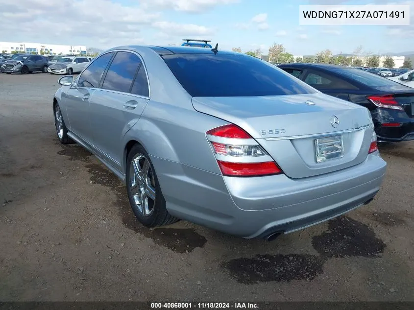 2007 Mercedes-Benz S 550 VIN: WDDNG71X27A071491 Lot: 40868001