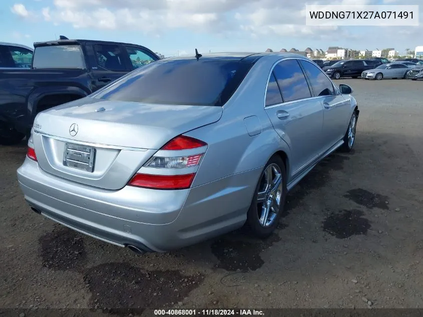 2007 Mercedes-Benz S 550 VIN: WDDNG71X27A071491 Lot: 40868001