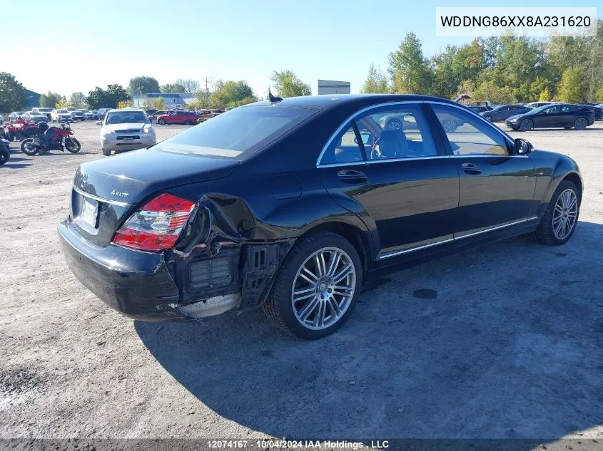 2008 Mercedes-Benz S 550 4Matic VIN: WDDNG86XX8A231620 Lot: 12074167