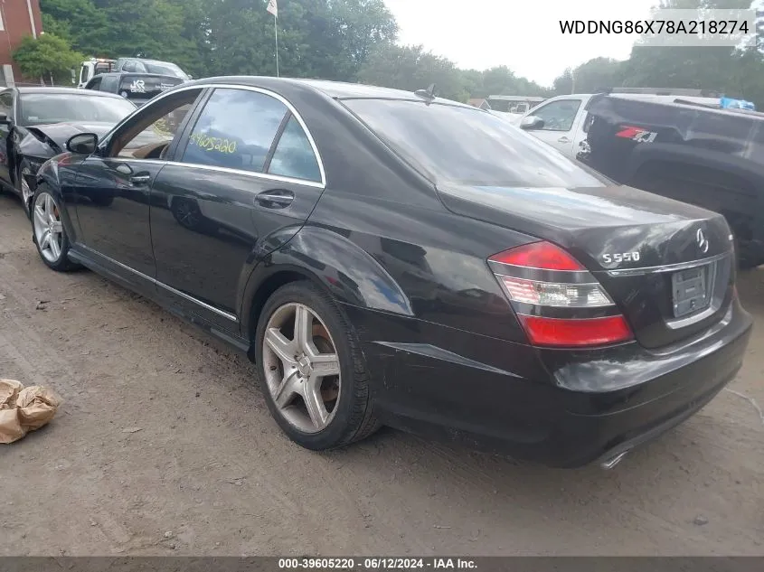 2008 Mercedes-Benz S 550 4Matic VIN: WDDNG86X78A218274 Lot: 39605220