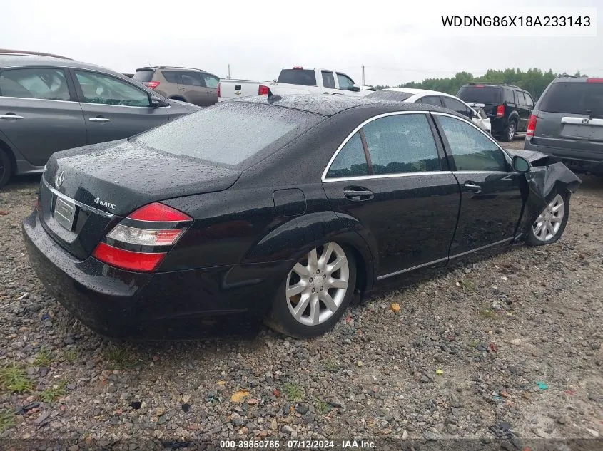 2008 Mercedes-Benz S 550 4Matic VIN: WDDNG86X18A233143 Lot: 39850785