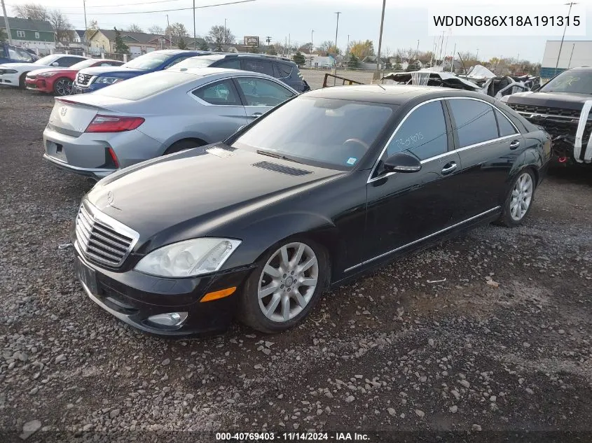 2008 Mercedes-Benz S 550 4Matic VIN: WDDNG86X18A191315 Lot: 40769403