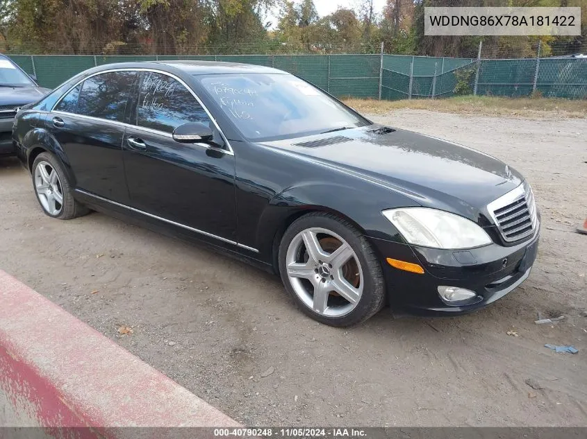 2008 Mercedes-Benz S 550 4Matic VIN: WDDNG86X78A181422 Lot: 40790248