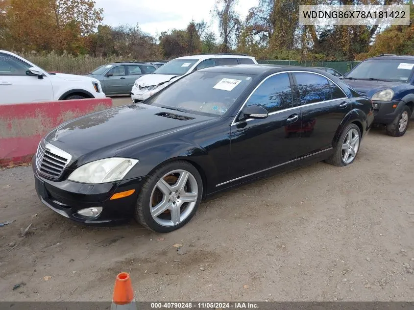 2008 Mercedes-Benz S 550 4Matic VIN: WDDNG86X78A181422 Lot: 40790248