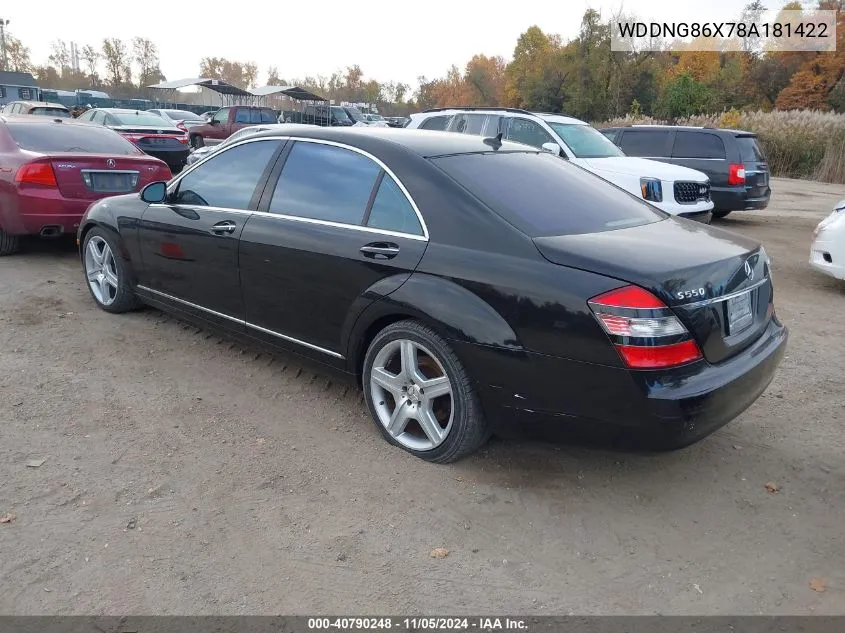 2008 Mercedes-Benz S 550 4Matic VIN: WDDNG86X78A181422 Lot: 40790248