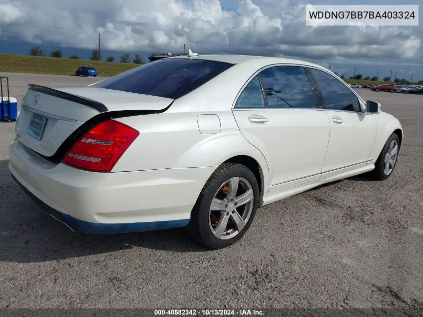 2011 Mercedes-Benz S 550 VIN: WDDNG7BB7BA403324 Lot: 40582342