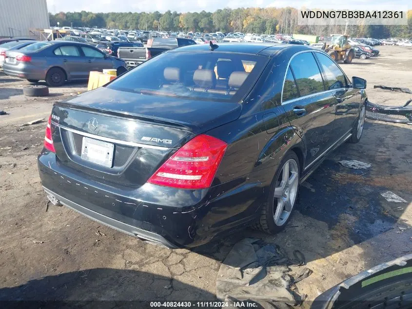 2011 Mercedes-Benz S 550 VIN: WDDNG7BB3BA412361 Lot: 40824430