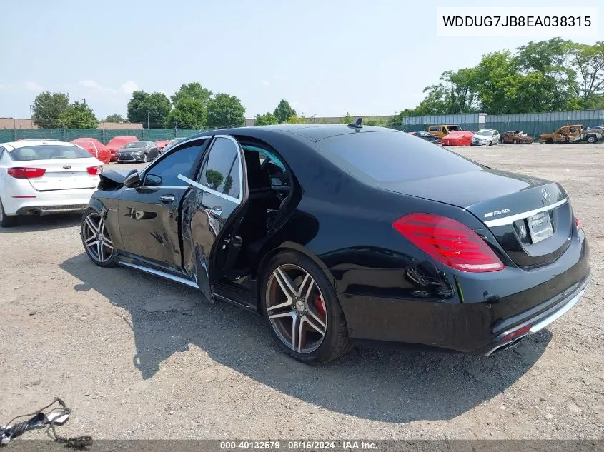 2014 Mercedes-Benz S 63 Amg 4Matic VIN: WDDUG7JB8EA038315 Lot: 40132579