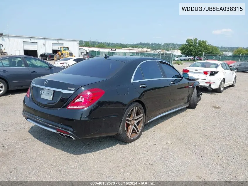 2014 Mercedes-Benz S 63 Amg 4Matic VIN: WDDUG7JB8EA038315 Lot: 40132579