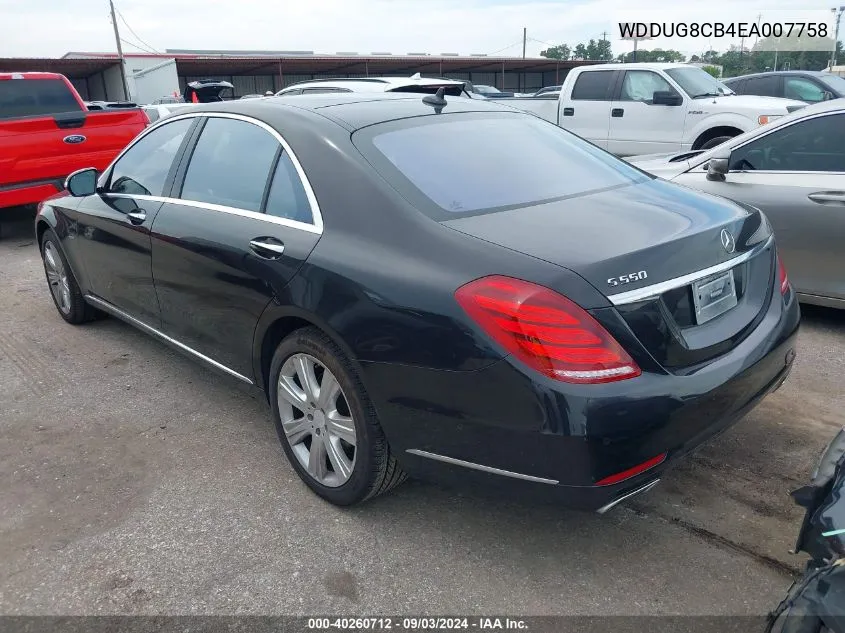 2014 Mercedes-Benz S 550 VIN: WDDUG8CB4EA007758 Lot: 40260712