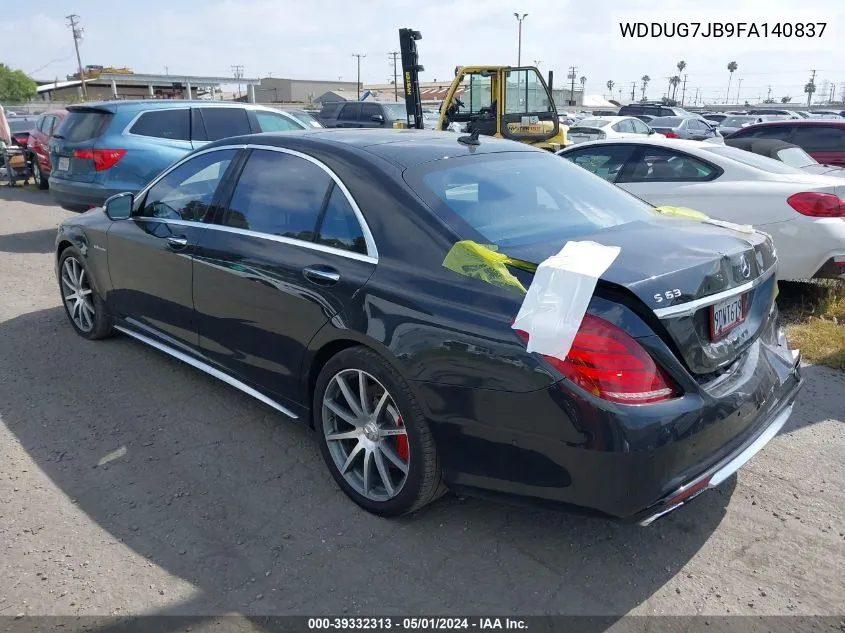 2015 Mercedes-Benz S 63 Amg 4Matic VIN: WDDUG7JB9FA140837 Lot: 39332313