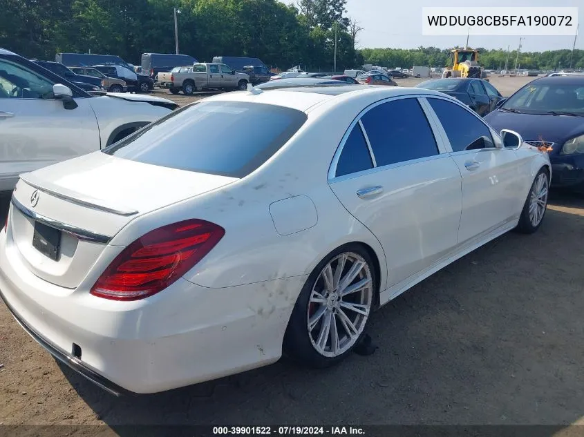 2015 Mercedes-Benz S 550 VIN: WDDUG8CB5FA190072 Lot: 39901522