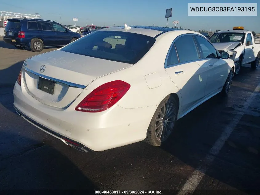 2015 Mercedes-Benz S 550 VIN: WDDUG8CB3FA193195 Lot: 40453817