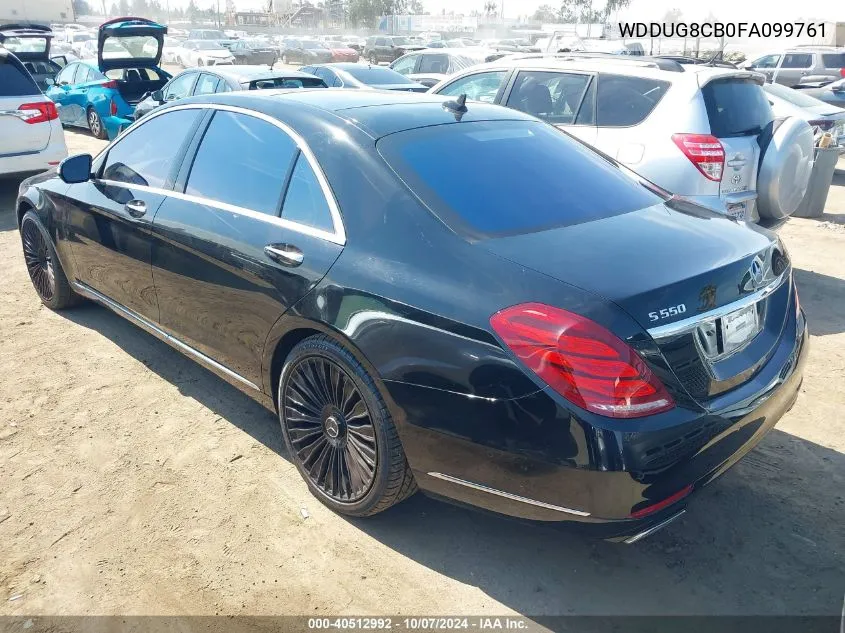 2015 Mercedes-Benz S 550 VIN: WDDUG8CB0FA099761 Lot: 40512992