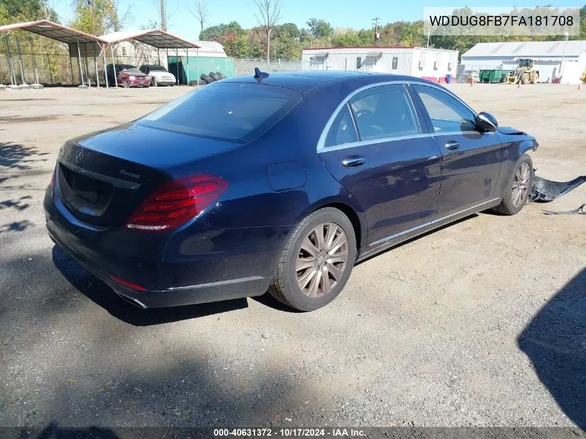 2015 Mercedes-Benz S 550 4Matic VIN: WDDUG8FB7FA181708 Lot: 40631372