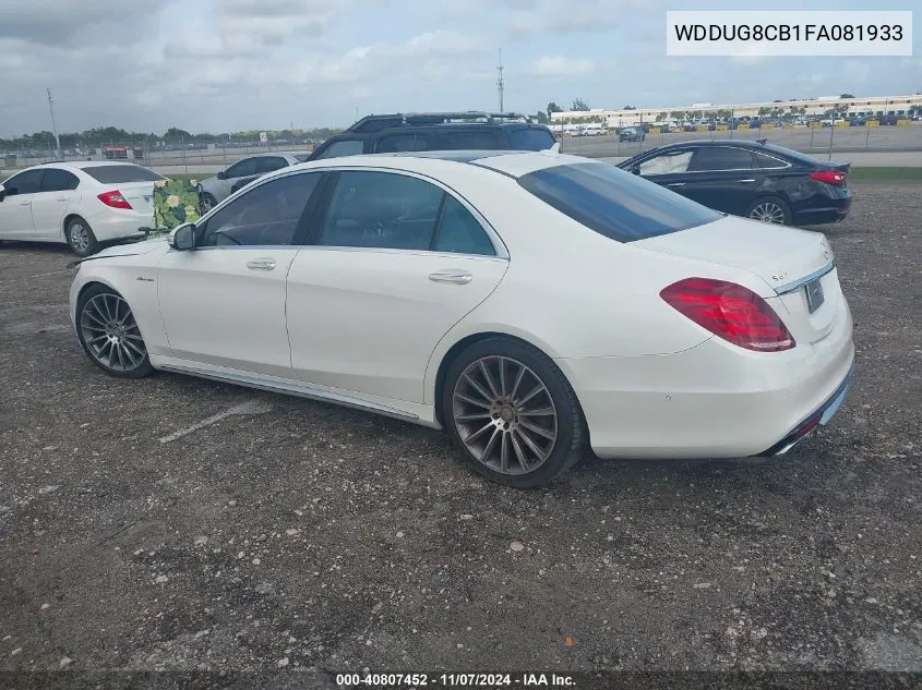 2015 Mercedes-Benz S 550 VIN: WDDUG8CB1FA081933 Lot: 40807452