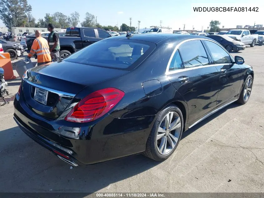 2015 Mercedes-Benz S 550 VIN: WDDUG8CB4FA081442 Lot: 40885114