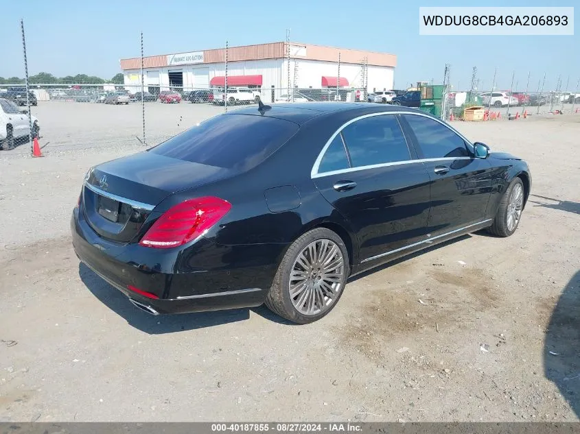 2016 Mercedes-Benz S 550 VIN: WDDUG8CB4GA206893 Lot: 40187855