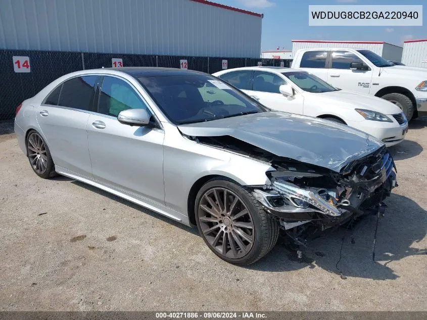 2016 Mercedes-Benz S 550 VIN: WDDUG8CB2GA220940 Lot: 40271886