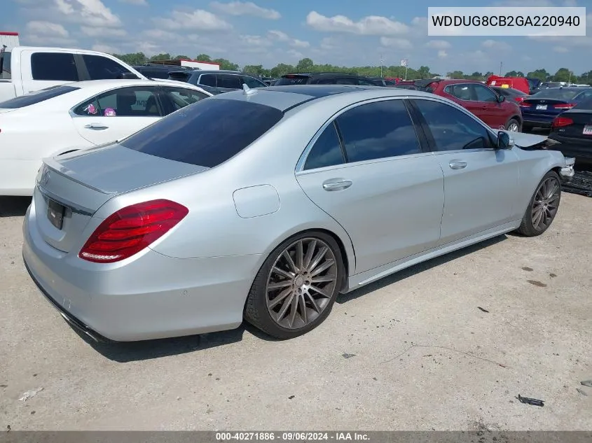 2016 Mercedes-Benz S 550 VIN: WDDUG8CB2GA220940 Lot: 40271886