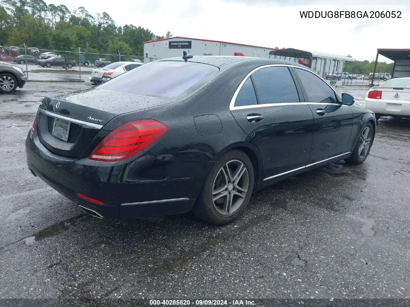 2016 Mercedes-Benz S 550 4Matic VIN: WDDUG8FB8GA206052 Lot: 40285820