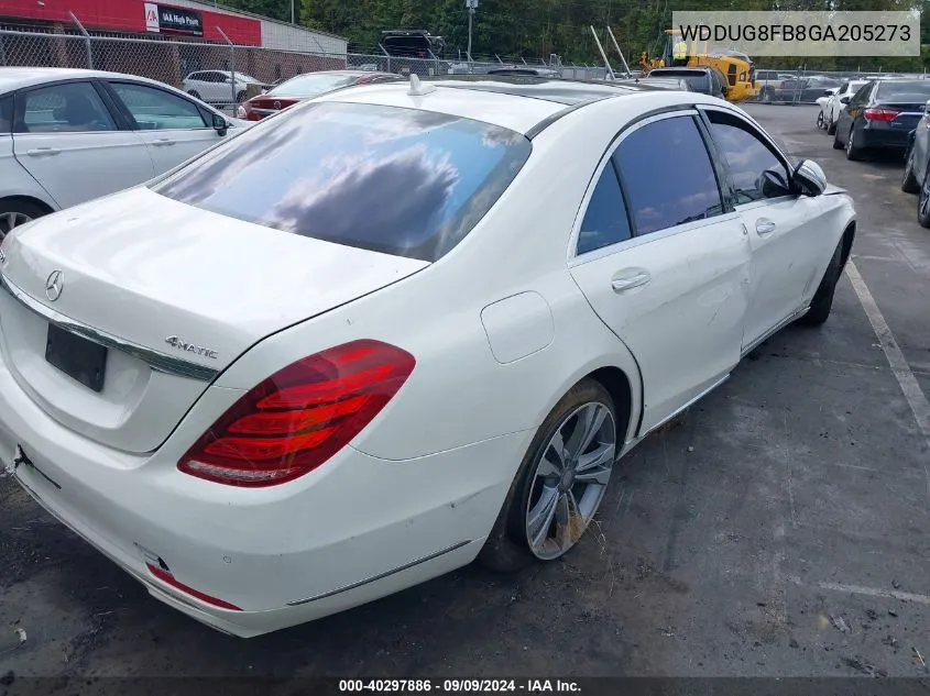 2016 Mercedes-Benz S 550 4Matic VIN: WDDUG8FB8GA205273 Lot: 40297886