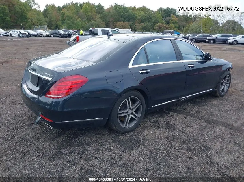 2016 Mercedes-Benz S 550 4Matic VIN: WDDUG8FBXGA215772 Lot: 40458361