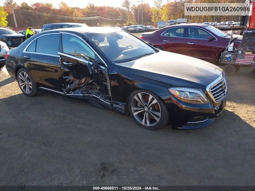 2016 Mercedes-Benz S 550 4Matic VIN: WDDUG8FB1GA260986 Lot: 40668511