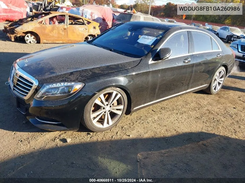 2016 Mercedes-Benz S 550 4Matic VIN: WDDUG8FB1GA260986 Lot: 40668511