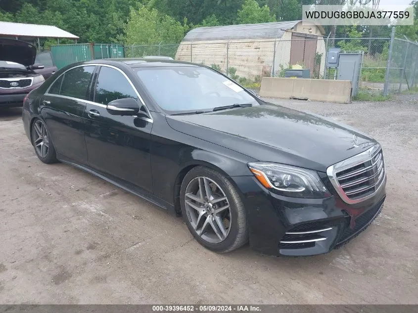 2018 Mercedes-Benz S 560 4Matic VIN: WDDUG8GB0JA377559 Lot: 39396452