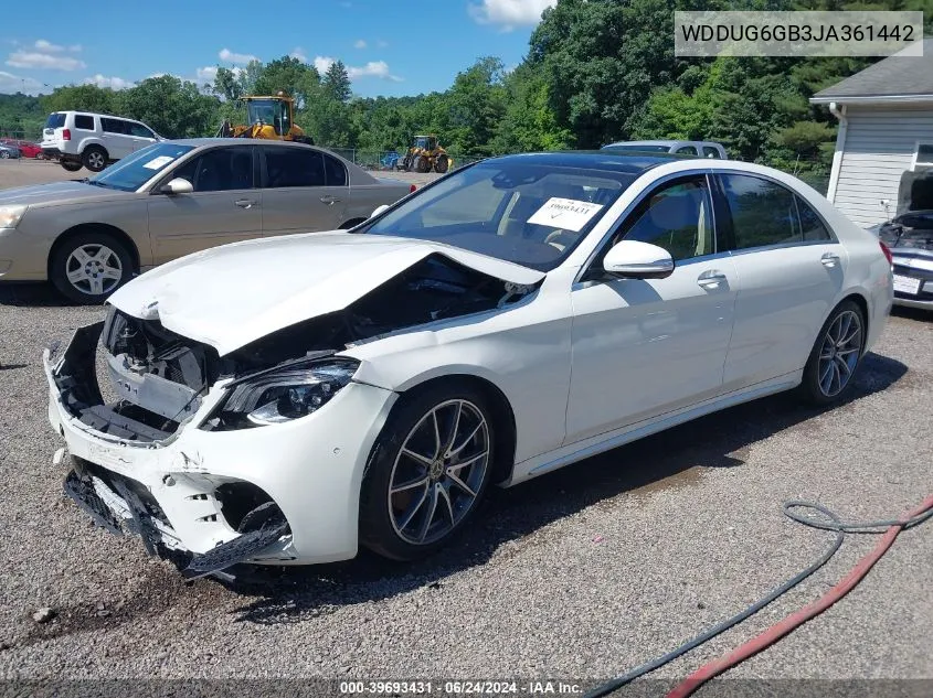 2018 Mercedes-Benz S 450 4Matic VIN: WDDUG6GB3JA361442 Lot: 39693431