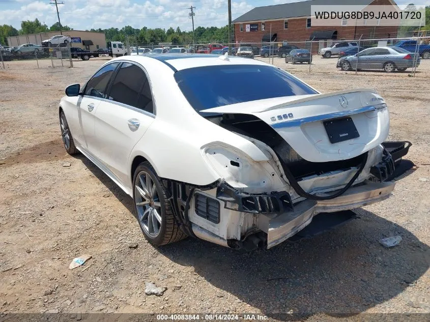 2018 Mercedes-Benz S 560 VIN: WDDUG8DB9JA401720 Lot: 40083844