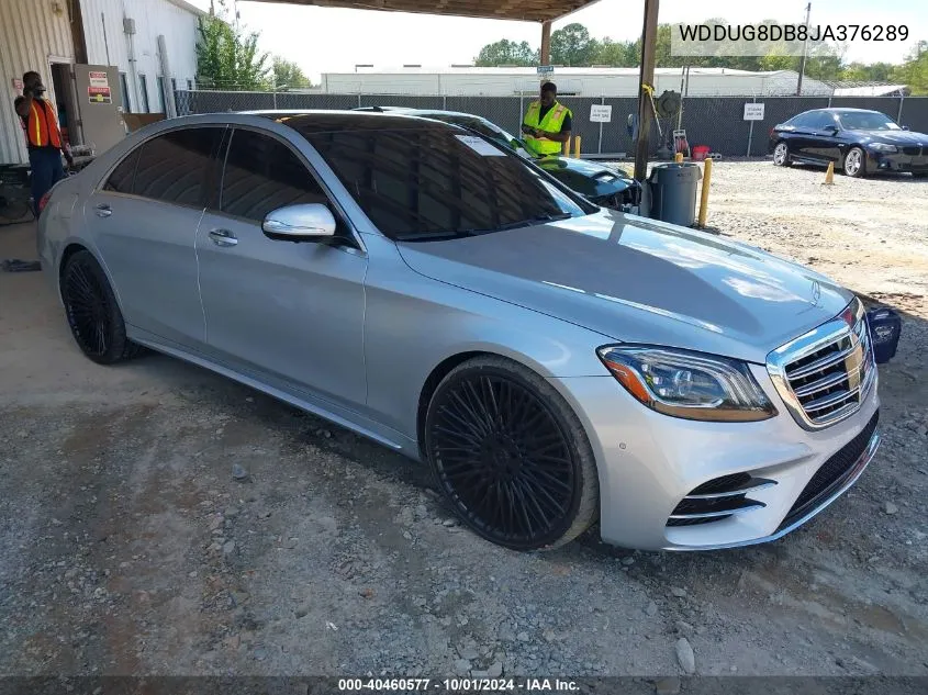 2018 Mercedes-Benz S 560 VIN: WDDUG8DB8JA376289 Lot: 40460577