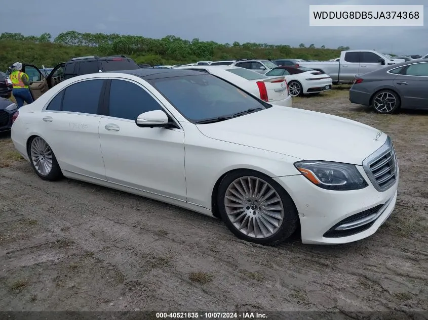 2018 Mercedes-Benz S 560 VIN: WDDUG8DB5JA374368 Lot: 40521835