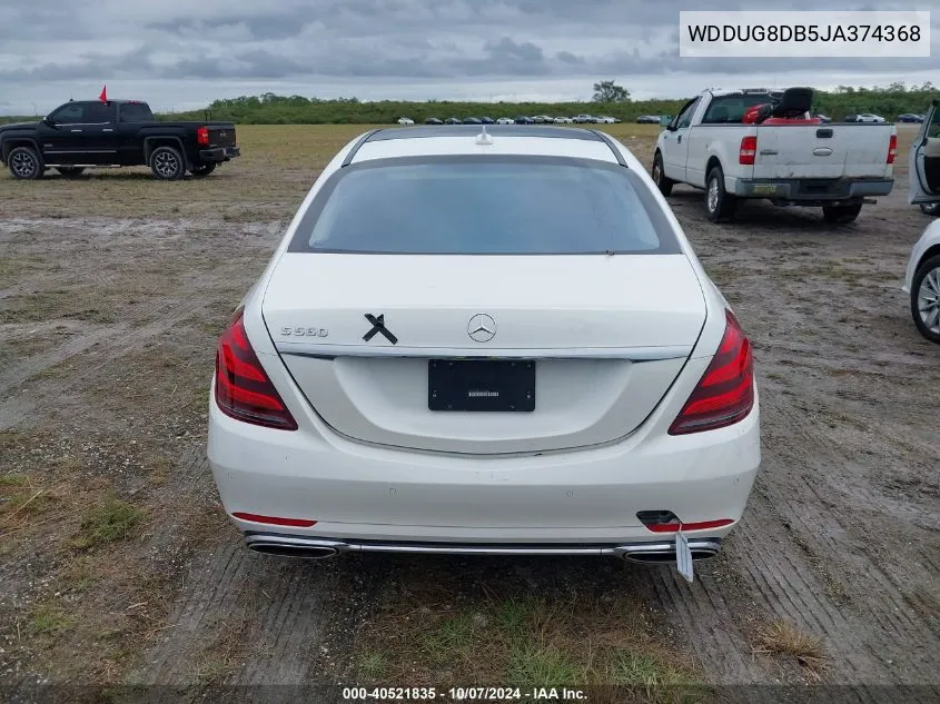 2018 Mercedes-Benz S 560 VIN: WDDUG8DB5JA374368 Lot: 40521835