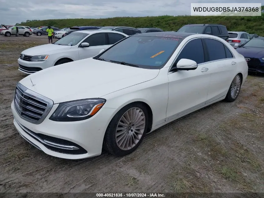 2018 Mercedes-Benz S 560 VIN: WDDUG8DB5JA374368 Lot: 40521835