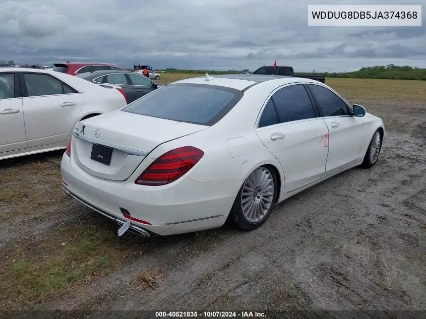 2018 Mercedes-Benz S 560 VIN: WDDUG8DB5JA374368 Lot: 40521835