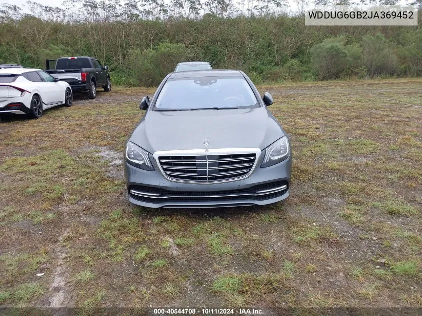 2018 Mercedes-Benz S 450 4Matic VIN: WDDUG6GB2JA369452 Lot: 40544708