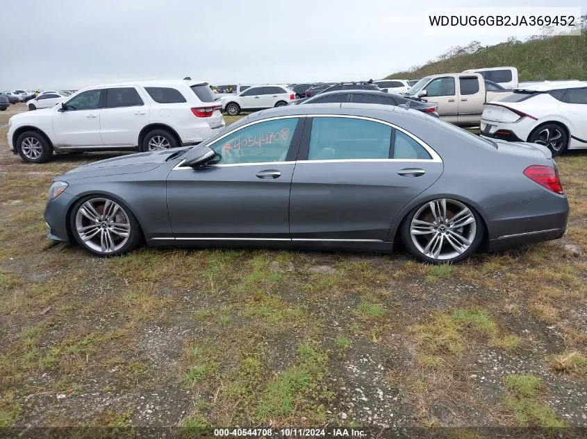 2018 Mercedes-Benz S 450 4Matic VIN: WDDUG6GB2JA369452 Lot: 40544708