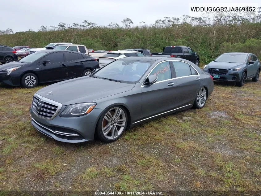 2018 Mercedes-Benz S 450 4Matic VIN: WDDUG6GB2JA369452 Lot: 40544708