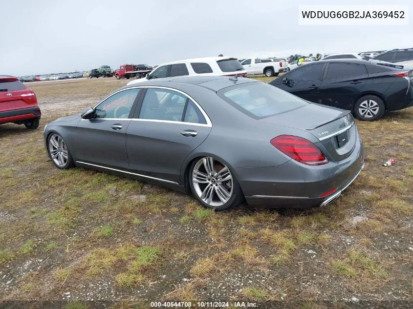 2018 Mercedes-Benz S 450 4Matic VIN: WDDUG6GB2JA369452 Lot: 40544708