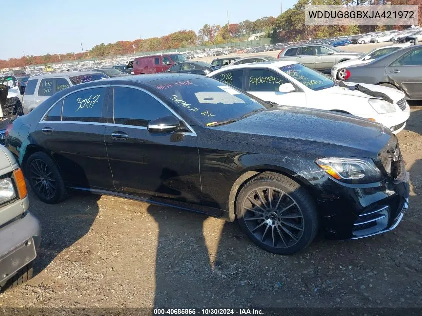 2018 Mercedes-Benz S 560 4Matic VIN: WDDUG8GBXJA421972 Lot: 40685865