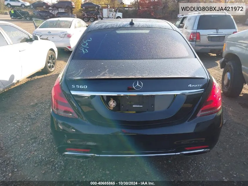 2018 Mercedes-Benz S 560 4Matic VIN: WDDUG8GBXJA421972 Lot: 40685865