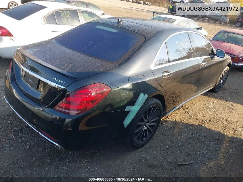 2018 Mercedes-Benz S 560 4Matic VIN: WDDUG8GBXJA421972 Lot: 40685865