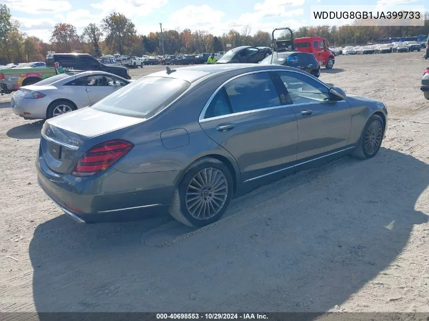 2018 Mercedes-Benz S 560 4Matic VIN: WDDUG8GB1JA399733 Lot: 40698553