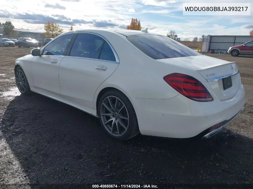 2018 Mercedes-Benz S 560 4Matic VIN: WDDUG8GB8JA393217 Lot: 40850674