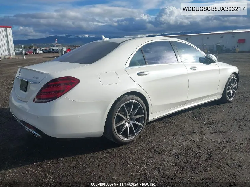 2018 Mercedes-Benz S 560 4Matic VIN: WDDUG8GB8JA393217 Lot: 40850674