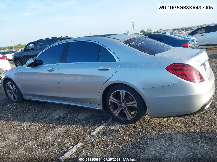 2019 Mercedes-Benz S 450 VIN: WDDUG6GB3KA497006 Lot: 39910887